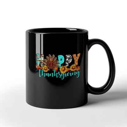 Happy Thanksgiving | Black Ceramic Mug