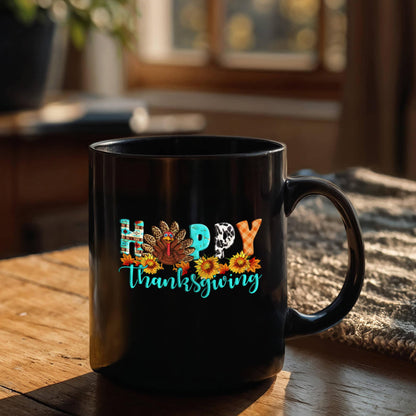 Happy Thanksgiving | Black Ceramic Mug