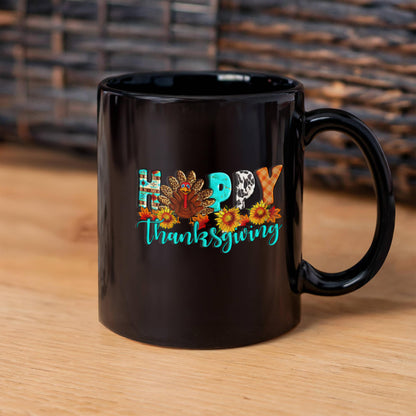 Happy Thanksgiving | Black Ceramic Mug