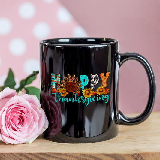 Happy Thanksgiving | Black Ceramic Mug